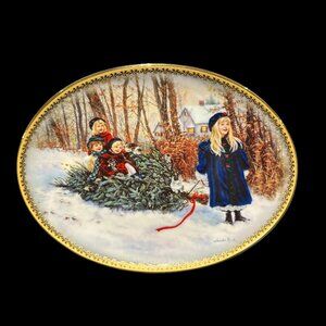 Vintage Collector Plate "Bringing Home the Christmas Tree" by Sandra Kuck